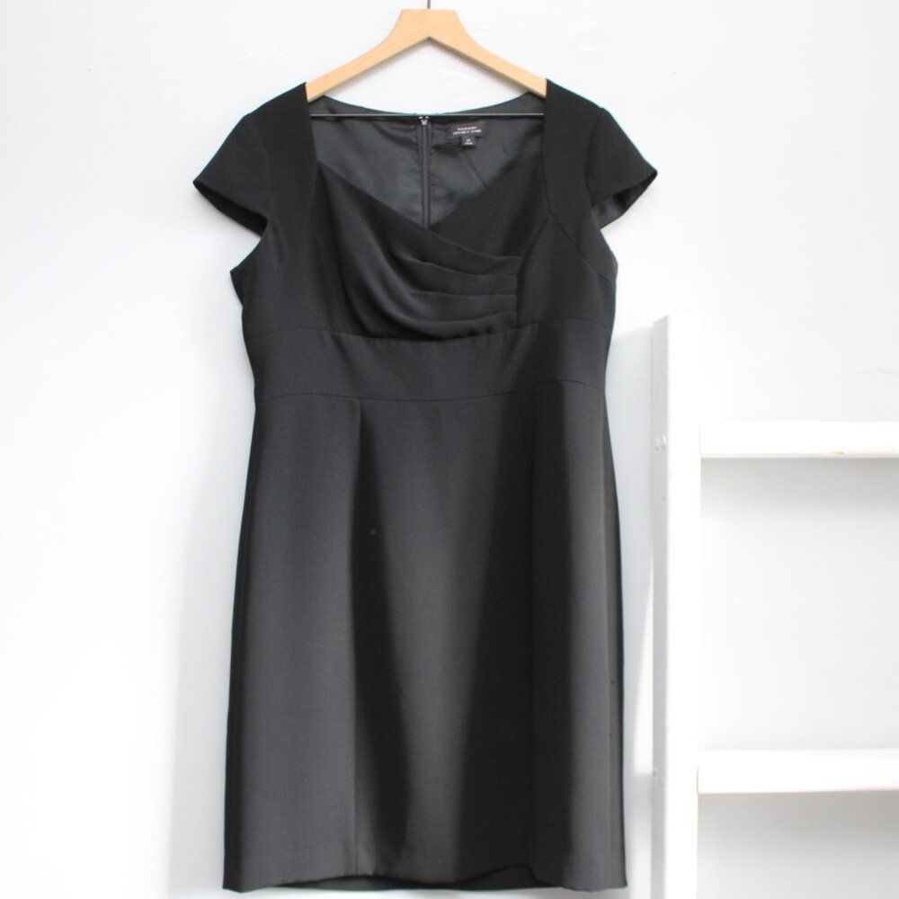 Tahari Women's Black Cap Sleeve Sheath Midi Dress Size 12